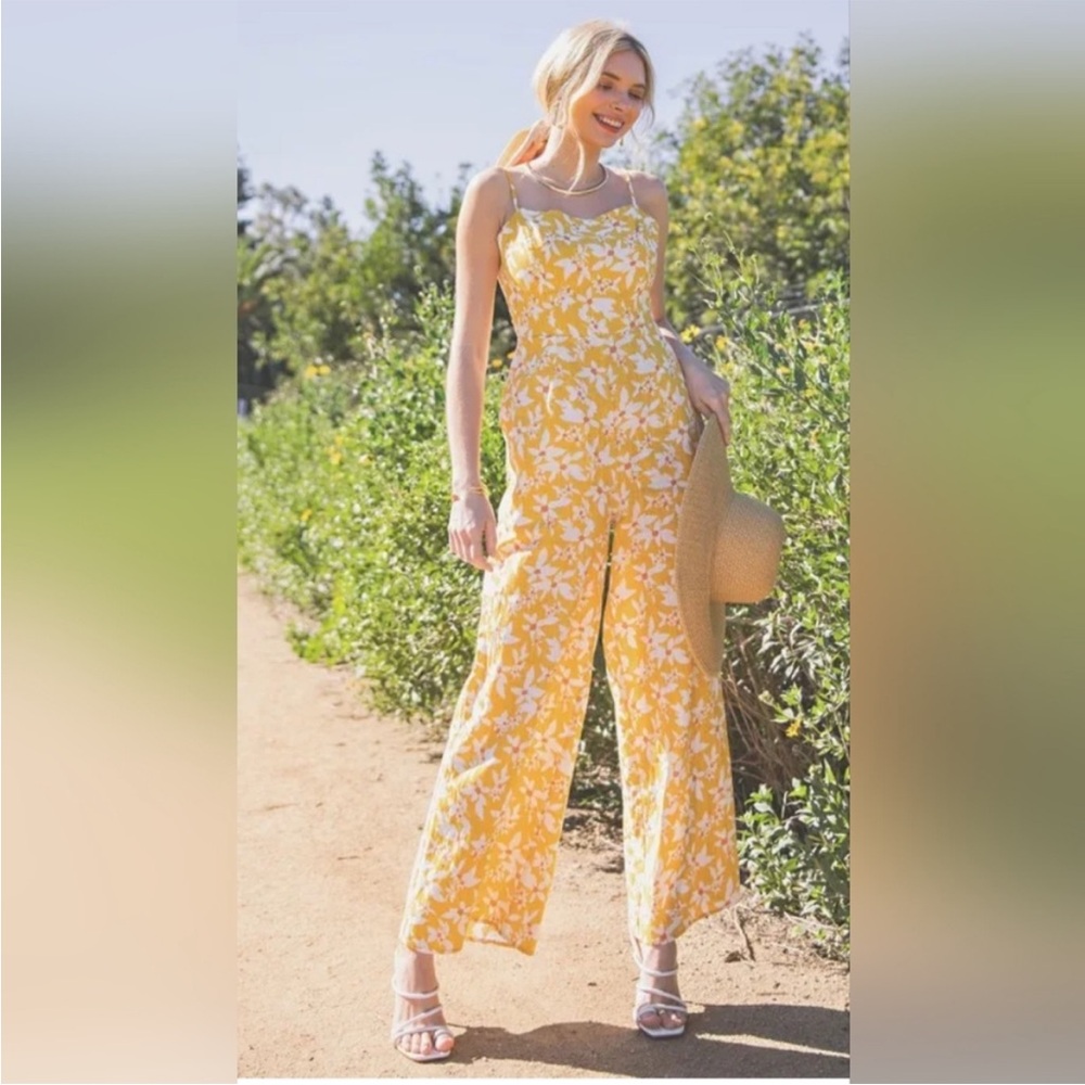 Kori Sunlit Yellow Floral Jumpsuit - Size L